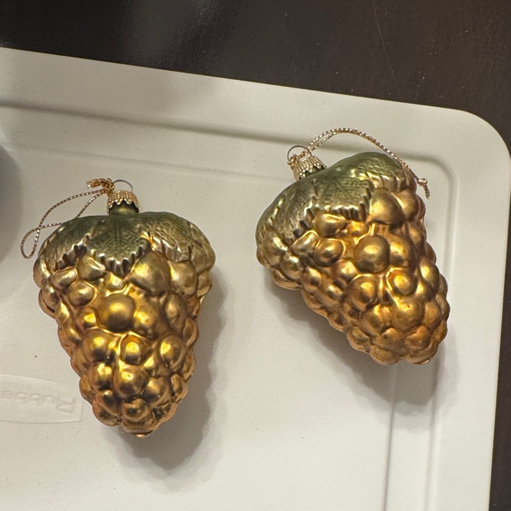 Gold Grape Holiday Ornaments